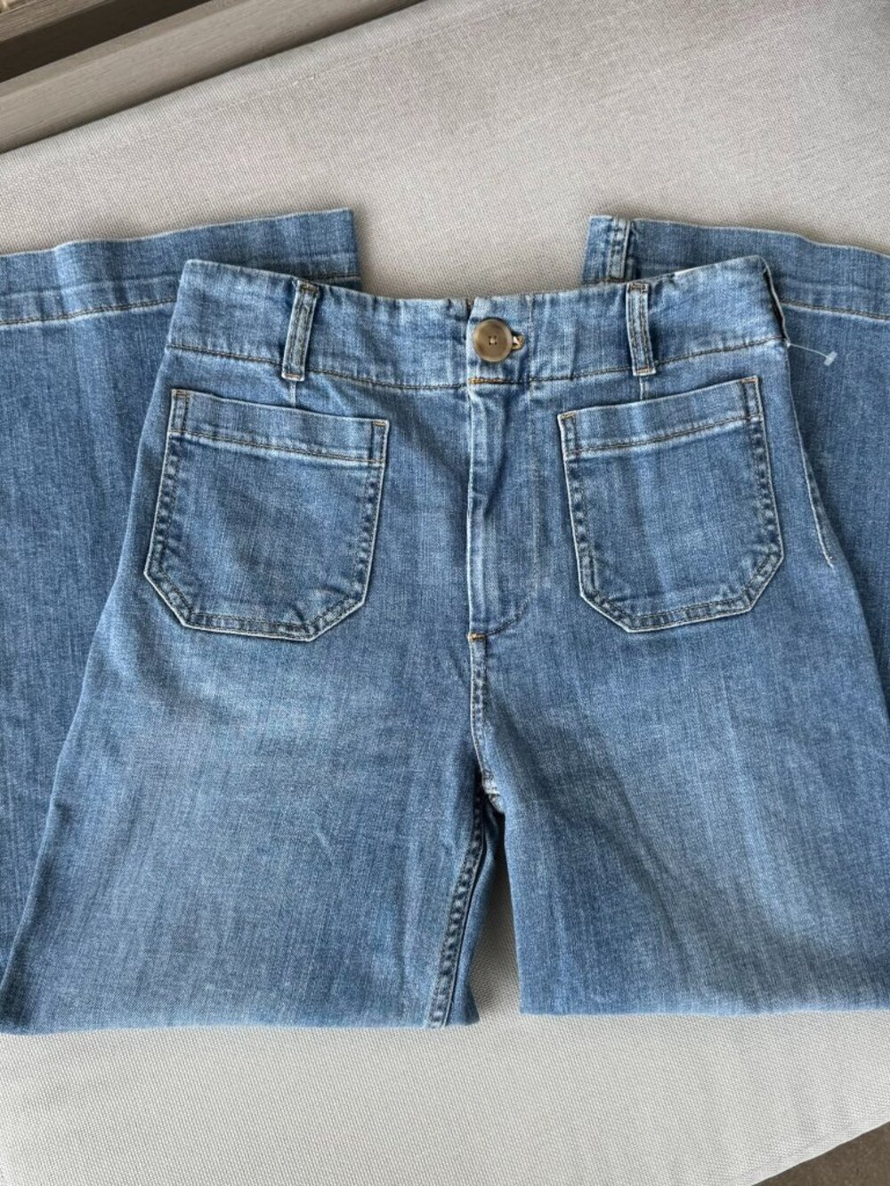 Anthropologie The Colette Crop Wide-Leg Jeans Blue Denim 26